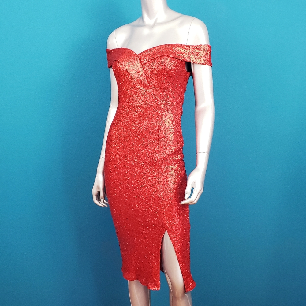 🆕️💃🎬 OUTRAGEOUS FORTUNE Retro Sequin Midi Dress // (NWT)